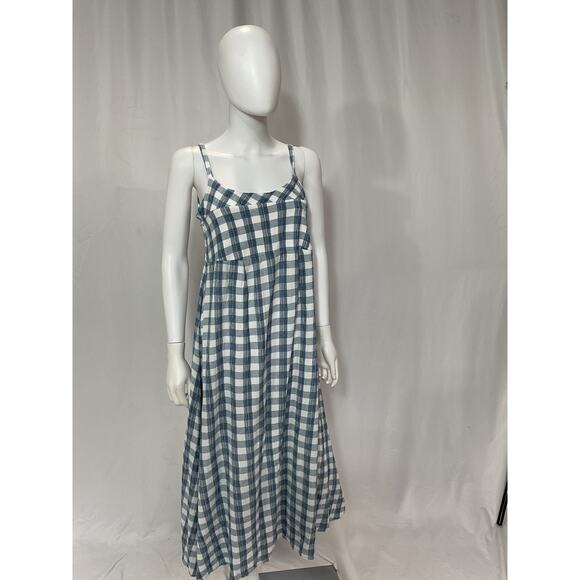 Hatch 'The Nina' White Crinkle Plaid Dress Size 1 - Picture 2 of 5